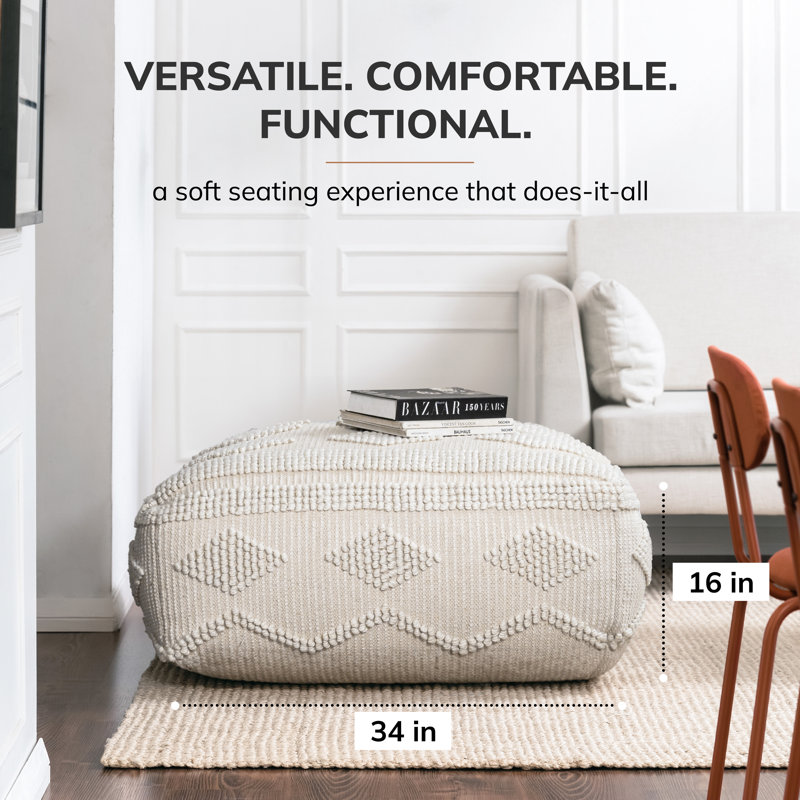 Loewen Ivory Pouf Ottoman